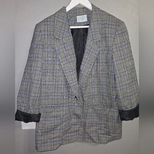 Pendleton Vintage 100% Virgin Wool Plaid Houndstooth Blazer